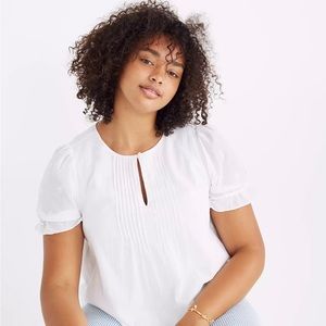 Madewell embroidered pintuck top